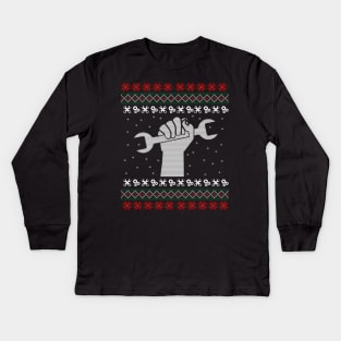 Mechanic Ugly Christmas Sweater Gift Kids Long Sleeve T-Shirt
